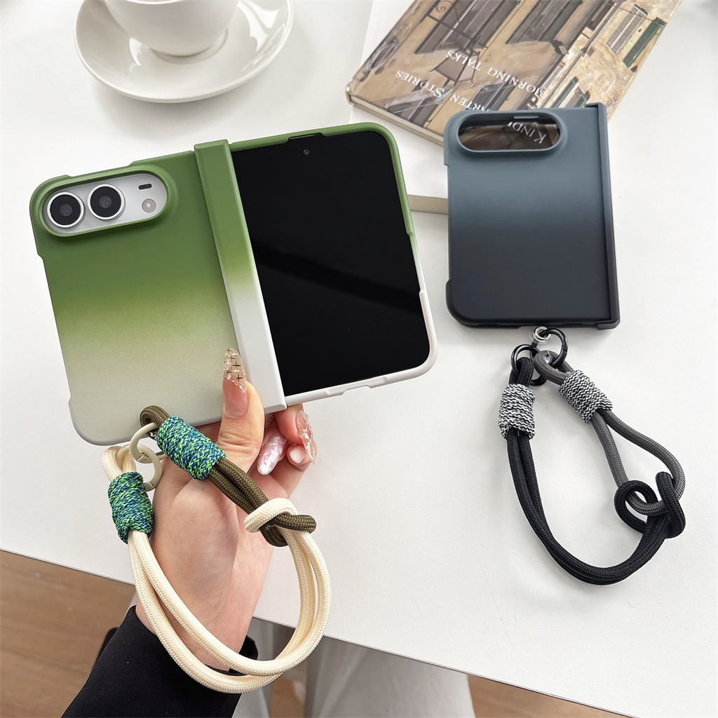 Lanyard Phone Strap - Farbverlauf Hartschalen-Handyhülle mit Scharnierschutz und geflochtenem