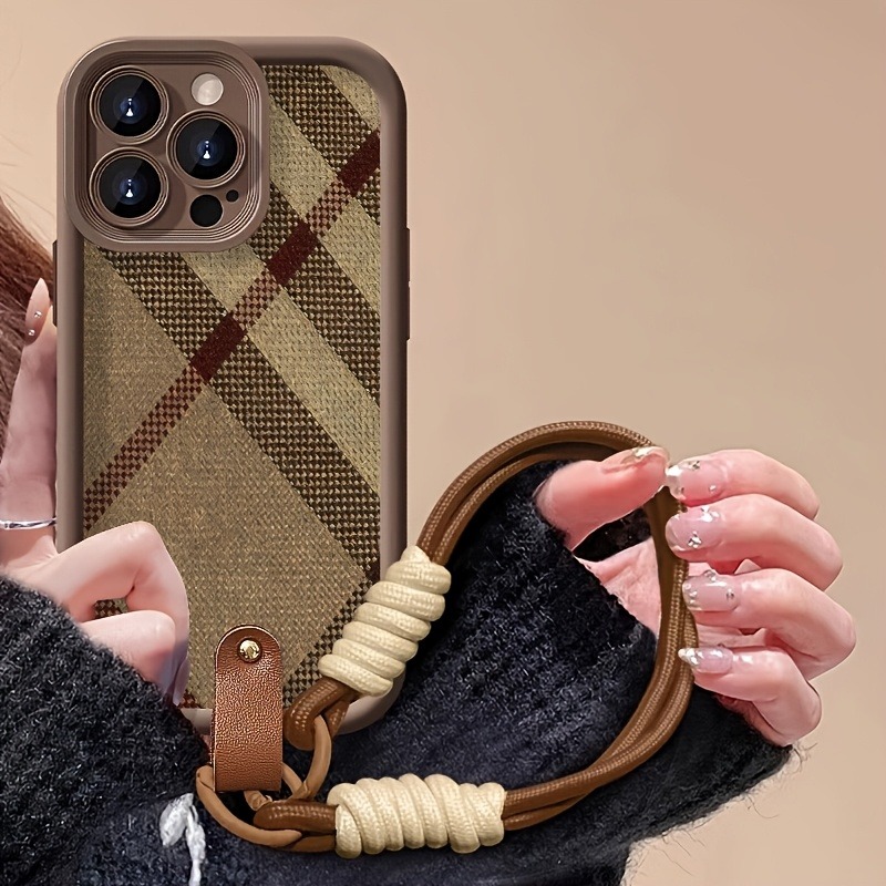 Lanyard Phone Strap - Braun gestreifte Lanyard-Handyhülle für Samsung Galaxy
