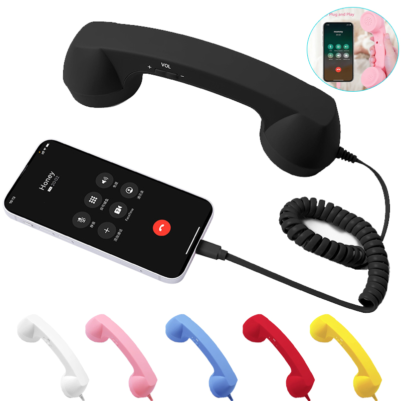 Retro Handset Phone - Retro-Telefonhörer Typ-C Kabelgebundenes Handheld-Headset Tragbares Telefon-Headset